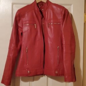 Lambskin Biker Red Leather Jacket